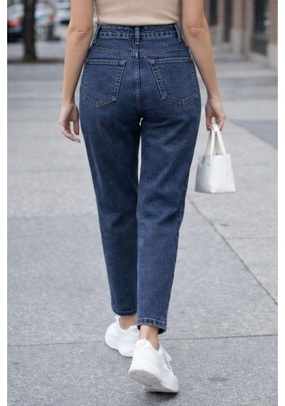 Cedy Denim Kadın Yüksek Bel Soho Boyfriend Jean C599 Mavi