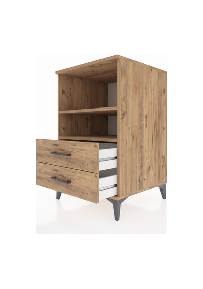 Kronos Komodin 2 Raflı 2 Çekmeceli 60x59x96 Çam-çam Çam
