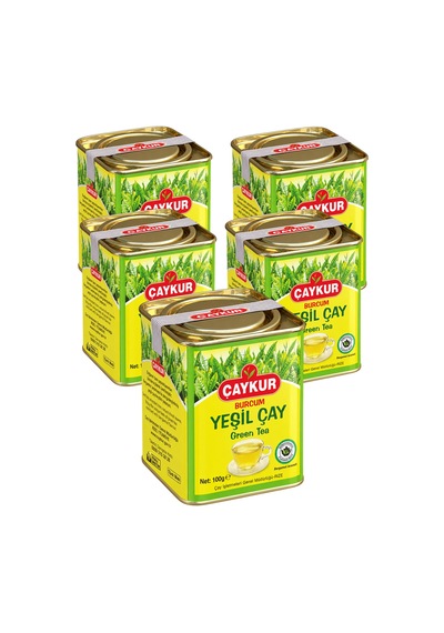 Burcum Yeşil Dökme Çay Teneke Kutu 100 Gr. Beşli Paket