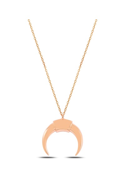 Çekirdekjewelry Minimal Rose Renk Boynuz Kolye Şık Ve Modern Kadın Kolyesi 925 Ayar Gümüş Pembe