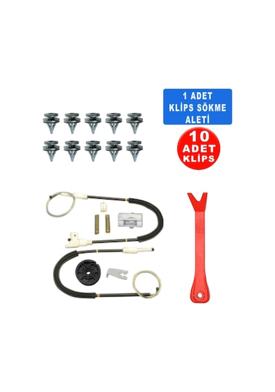 Renault Megane 1 1996-2003 7700834346 Sag Ön Cam Kriko Tamir Set 64384069