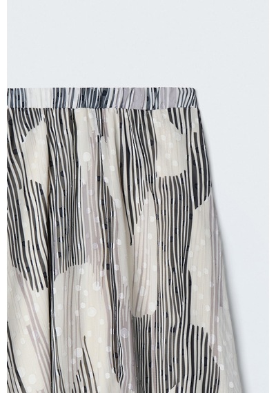 Sateen Desenli Kloş Etek - Siyah-137639
