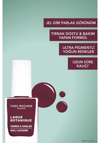 Yves Rocher Laque Botanique Ultra Parlak Renkli Vegan Oje - 34 Koyu Bordo Tırnak Dostu & Vegan