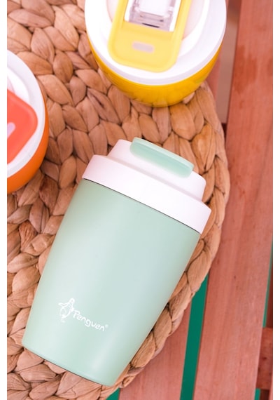 Penguen-3047 Yeşil Pipetli Mug Termos 400 Ml Yeşil