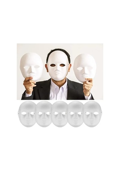 Boyanabilir Beyaz Cosplay Maske 24x18 Cm Tam Yüz Diğer
