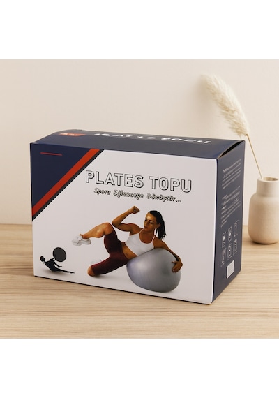 Pilates Topu 60 Cm - Renkli Çizgili Plastik