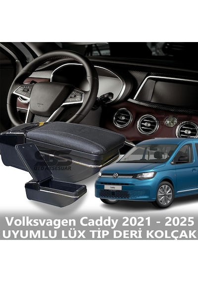 Volksvagen Caddy 2021 - 2025 Uyumlu Premium Deri Kol Dayama Kolçak Lüx Tip