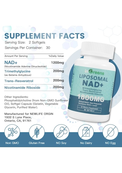 İn Greens Liposomal Nad 1800 Mg 60 Softgel