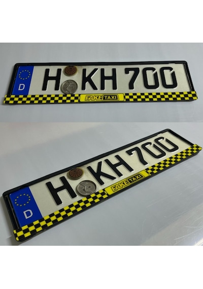 Dekor Araç Plakalığı "fake Taxi" Uyumlu Desenli Oto Plakalık Plastik 2 Adet