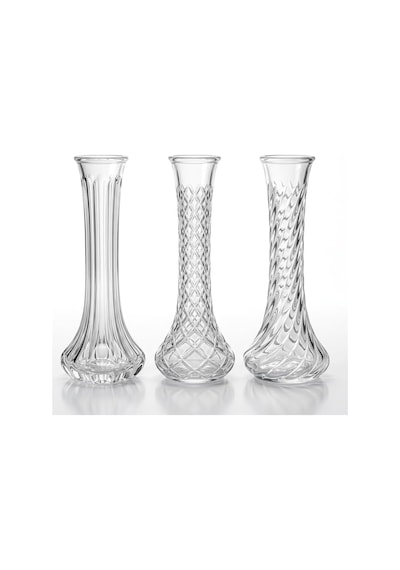 El Yapımı Üfleme Cam Karanfillik Ve Vazo - Şeffaf Dekoratif İnce Çiçek Vazosu, 1 Adet 10x25 Cm Standart
