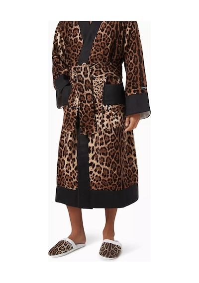 Dolce & Gabbana Casa Unisex Leopar Desenli Terlik, Pamuklu, Yumuşak & Rahat Kahverengi