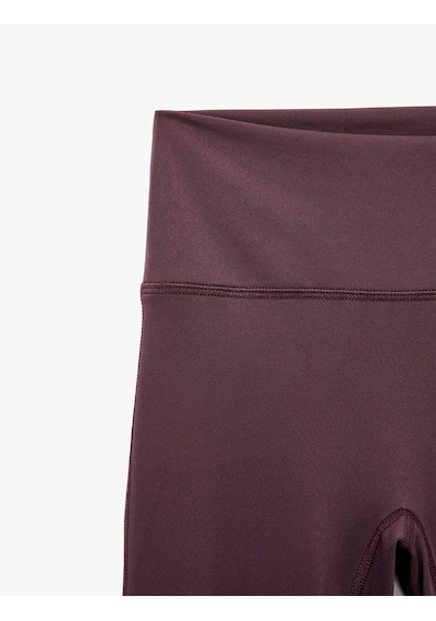 Koton Yüksek Bel Slim Fit Dikiş Detaylı Spor İspanyol Paça Tayt Mor 7wak40230nk