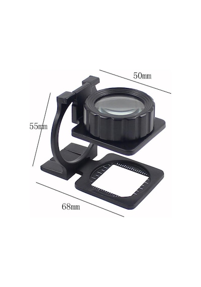 15X Lüp Kumaş Büyüteç Optik Cam Lens Ölçekli Metal Siyah Renk Üç