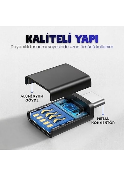 Type-c 3.1 To Usb 3.0 Çevirici - Şarj Ve Data İçin Dönüştürücü Otg Adaptör - 5gbps'e Kadar Hız - Usb Bellek, Diğer