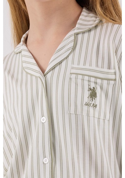 U.s. Polo Assn Kız Çocuk Gömlek Pijama Çay Yeşili-2070 Yesil