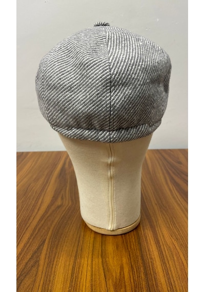 Hamze Peaky Blinders Model İngiliz Tarz Kaşe Kumaş Çizgili Kasket Şapka Gri