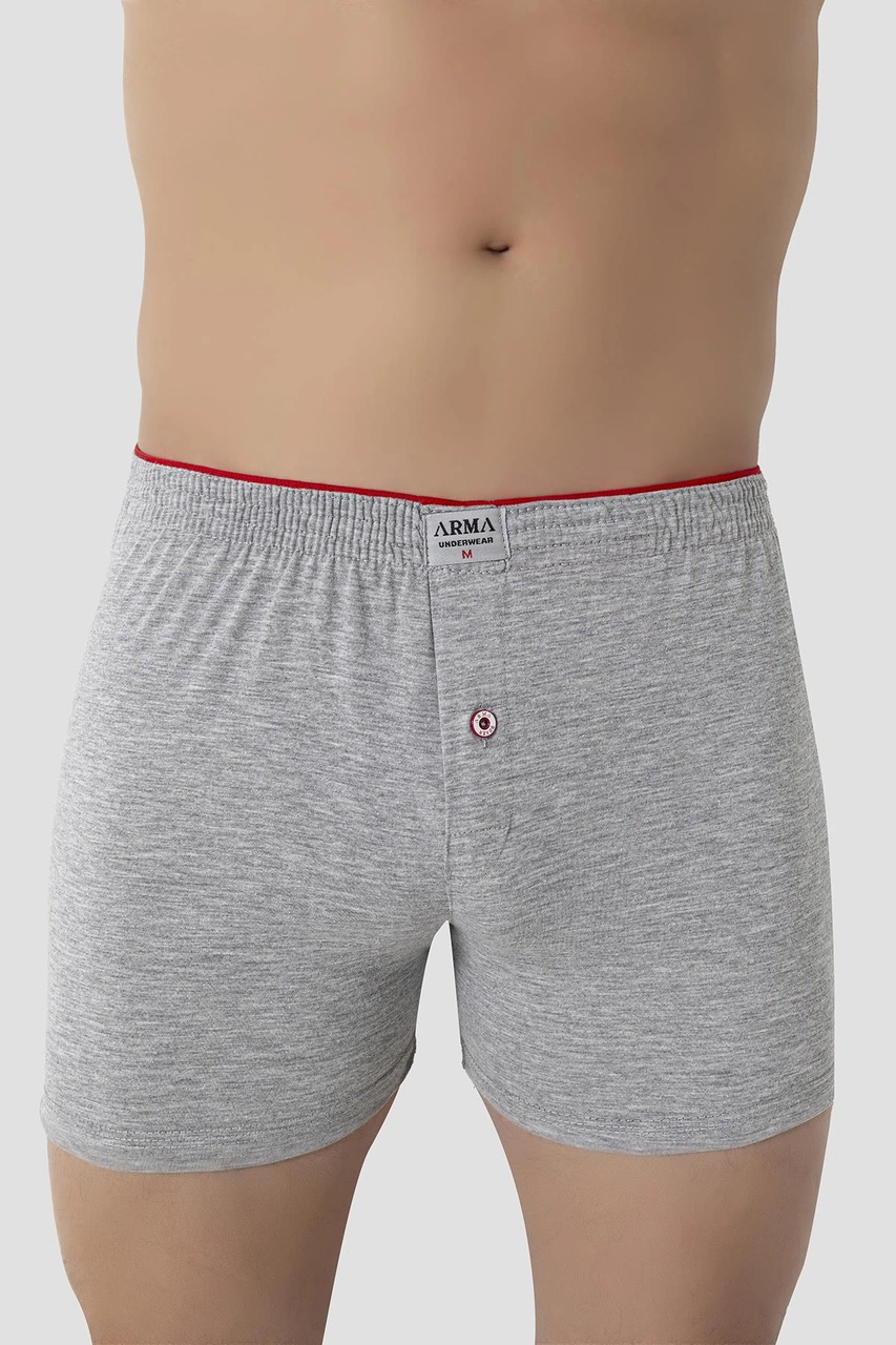 Arma Yıldız 6'lı Paket Gri Erkek Penye Havlu Bel Boxer %100 Pamuk Gri