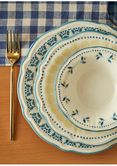Bella Maison Mabel Stoneware 24 Parça 6 Kişilik Yemek Takımı Mavi Mavi