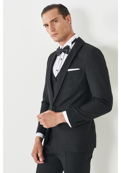 Ac&Co / Altınyıldız Classics Erkek Siyah Ekstra Slim Fit Dar Kesim Kırlangıç Yaka Desenli Yelekli Smokin Takım Ac&Co / Altınyıldız Classics Erkek Siyah Ekstra Slim Fit Dar Kesim Kırlangıç Yaka Desenli Yelekli Smokin Takım