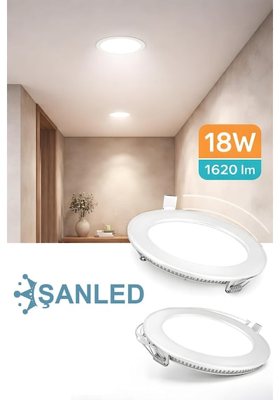 18w Tasarruflu Led Yuvarlak Beyaz/gün Işık Sıva Altı Slim Panel Tavan Aydınlatma Armatürü Beyaz-1 Adet Diğer