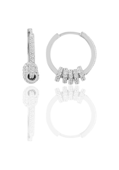 Gümüş Zirkon Taşlı Rodyumlu Ring Küpe