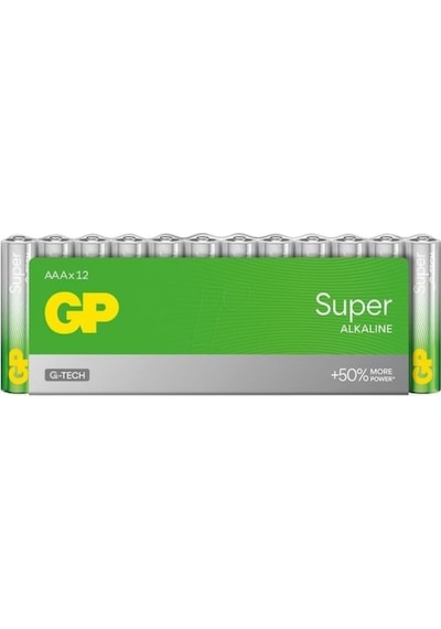 Gp Super Alkaline - Lr03 - Aaa Size - İnce Kalem Boy Alkaline Pil - 12li Paket