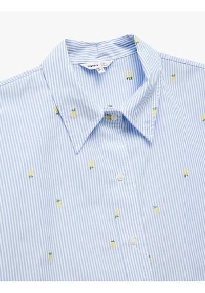 Koton Kısa Kollu Limon İşleme Detaylı Poplin Crop Gömlek Mavi Çizgili 5sak60359pw Mavi Çizgili Koton Kısa Kollu Limon İşleme Detaylı Poplin Crop Gömlek Mavi Çizgili 5sak60359pw Mavi Çizgili