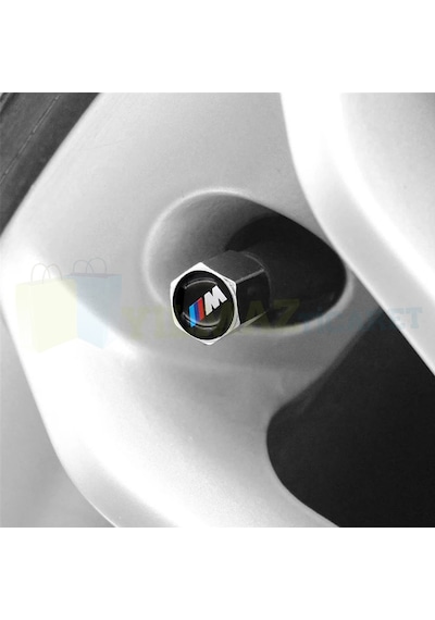 Bmw Uyumlu M Logo Anahtarlık Sibop Kapağı Set Paslanmaz Çelik Gümüş