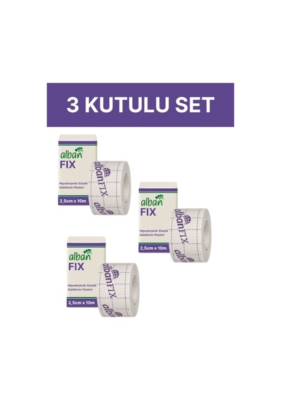 Fix Elastik Sabitleme Bandı 2,5cm X 10m, 3 Kutulu Set. Elastik Non-woven Medikal Flaster