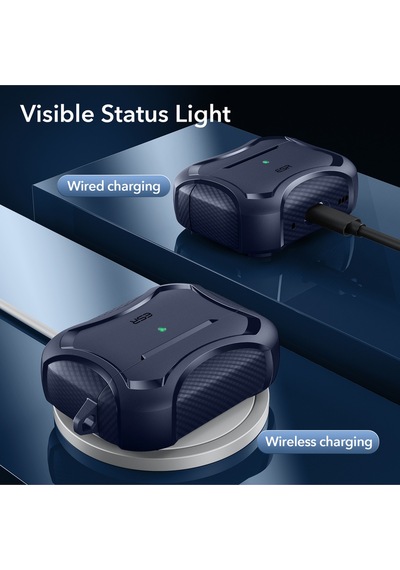Apple AirPods Uyumlu Pro / Pro 2 Kılıf - Cyber Armor Tough Halolock Magsafe Kılıf Lacivert