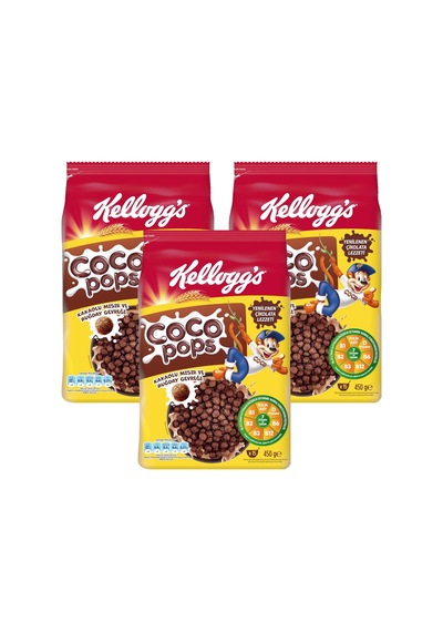 Kellogg's Coco Pops Kakaolu Mısır Ve Buğday Gevreği 450 Gr X 3 Adet