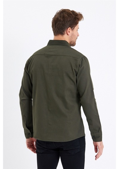 Cool Tarz Erkek Haki Çift Cepli Çıt Çıt Düğmeli Slim Fit Kot Gömlek-tcktgmlkr05s Haki Haki