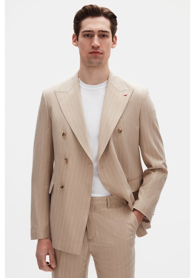 D's Damat Ds Damat Regular Fit Bej Çizgili Kruvaze Takim Elbise 4hf05ort01588 Bej