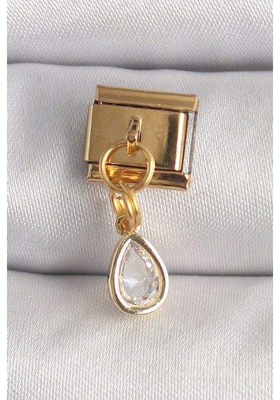 Mey İthalat 316l Çelik Gold Renk Sallantı Damla Zirkon Taşlı Nomination Charm Çok Renkli