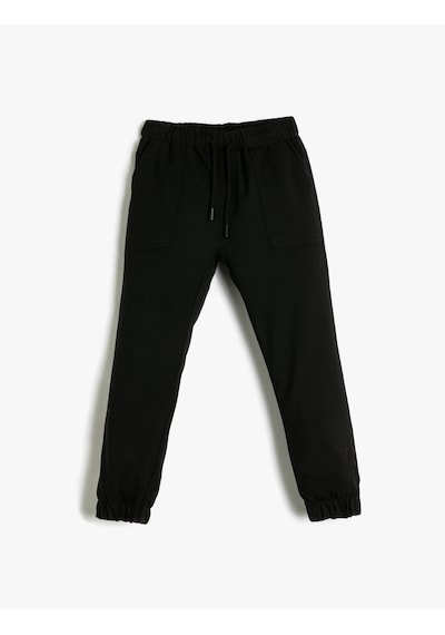 Koton Basic Jogger Kargo Pantolon Beli Bağlamalı Cepli Siyah 3skb40050tw Siyah