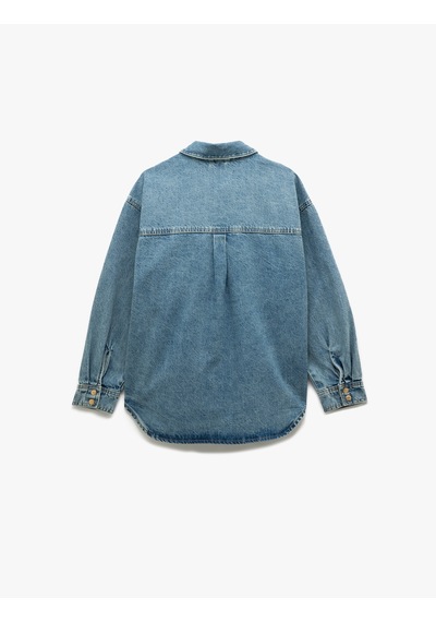 Koton Uzun Kollu Klasik Yaka Cep Detaylı Düğmeli Pamuklu Oversize Denim Gömlek Orta İndigo 5sal60017md Indigo Koton Uzun Kollu Klasik Yaka Cep Detaylı Düğmeli Pamuklu Oversize Denim Gömlek Orta İndigo 5sal60017md Indigo