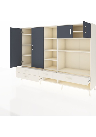 Hyperion Dolap 12 Raflı 4 Çekmeceli 4 Kapaklı 220x44x163 Aytaşı-a Aytaşı-antrasit/aytaşı