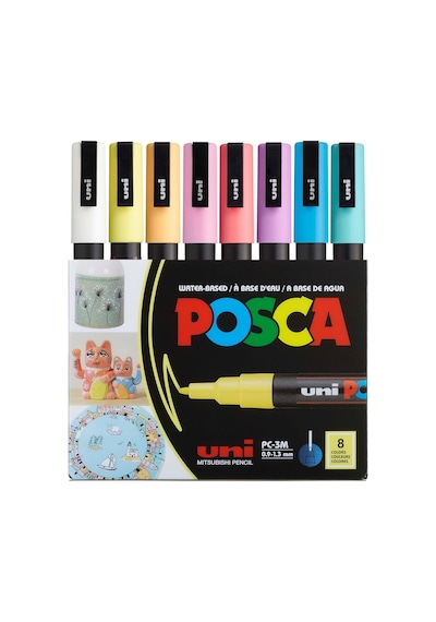 Uni Poster Markörü Posca Set Pc-3m/8c Sc Soft Renk 8 Li Genel