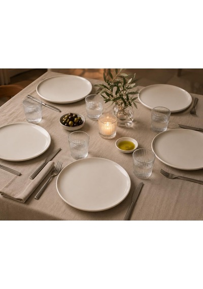 Gourmet Düz Porselen Servis Tabağı, 25 Cm, İç Mekan Kullanımı İçin