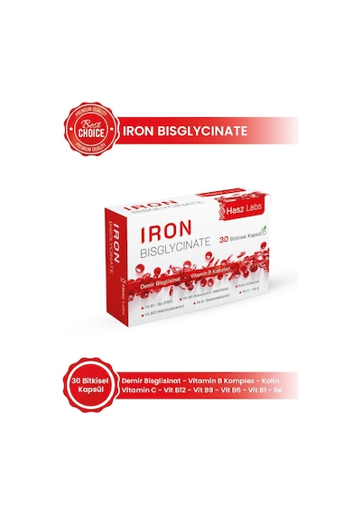 Hasz Labs Iron Bisglicinate & Vitamin B Kompleks 30 Kapsül