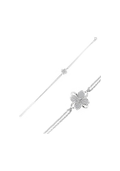 Brezza Lusso Jewelry Gümüş Dört Yaprak Yonca Kadın Gümüş Bileklik