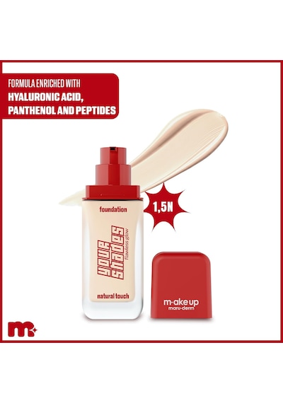 Make Up Maruderm Pürüzsüz Görünüm Sağlayan Yarı Mat Bitişli Uzun Süre Kalıcı Fondöten 1,5n 30 Ml Çok Renkli