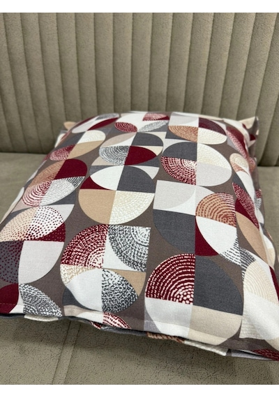 Nivemeshome Mozaik Bordo-gri 45x45 Dolgulu Kırlent Kılıfı Bordo-gri
