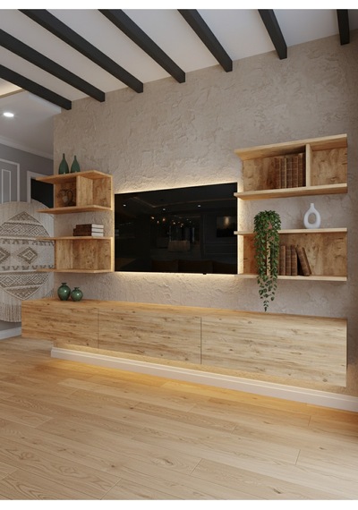 Resital Ledli Duvara Monte Tv Sehpası - Çam - W6010-6 Çam Resital Ledli Duvara Monte Tv Sehpası - Çam - W6010-6 Çam