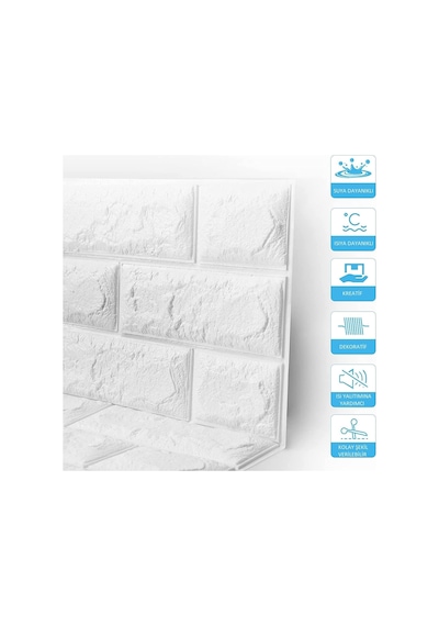 Kendinden Yapışkanlı Sünger Beyaz Tuğla 70 X 77 CM 6 Adet (532416092)