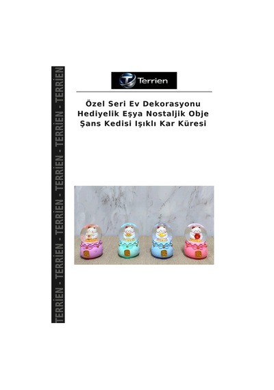 Özel Seri Ev Dekorasyonu Hediyelik Eşya Nostaljik Obje Şans Kedisi Işıklı Kar Küresi