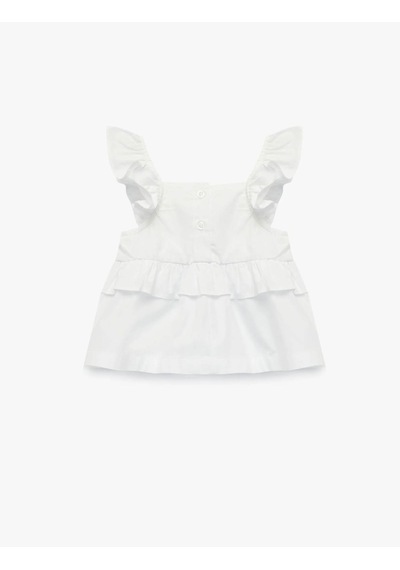 Koton Çiçek Detaylı Beyaz Kız Bebek Bluz 6smg60006aw Beyaz
