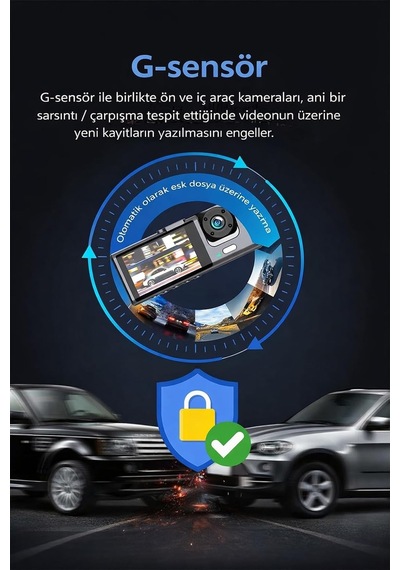 Tr 1080p Fhd Araç Kamerası, 170 Ön Ve 120 İç Kamera, Gece Görüşlü Dash Cam, 4 Kızılötesi Led, F2.0 Diyaf