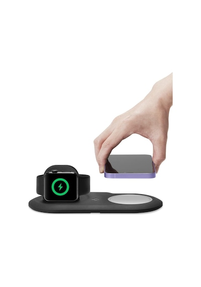 Spigen Magfit Duo 2In1 Magsafe & Apple Uyumlu iOS Watch Ile Stand Doc Black