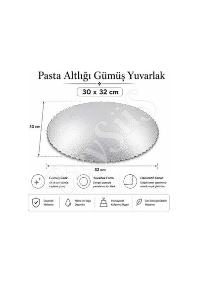 Pasta Altlığı Gümüş Yuvarlak 30x32 Cm